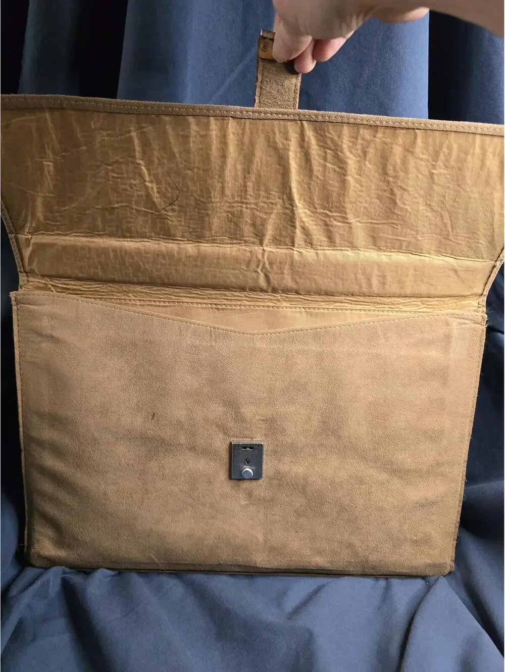 Vintage Hartmann Halston Ultra Suede Briefcase 1970’s With Lock Tan Brown